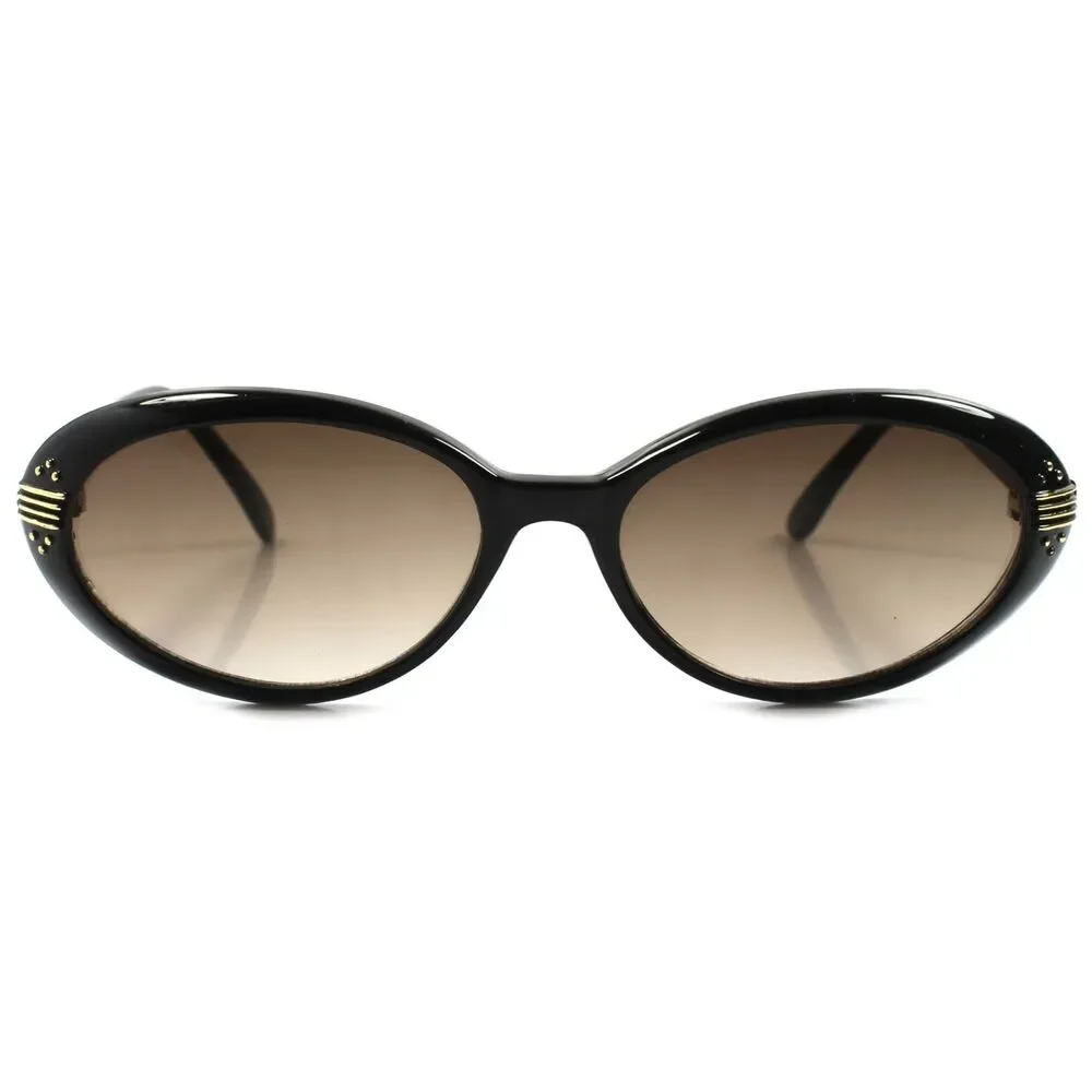 Vintage Inspired 60s 70s Party Costume Black & Gold Womens Cat Eye Sunglasses